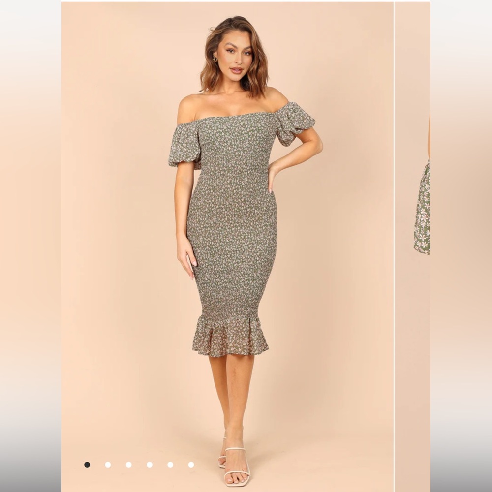 Petal & Pup- green floral midi dress